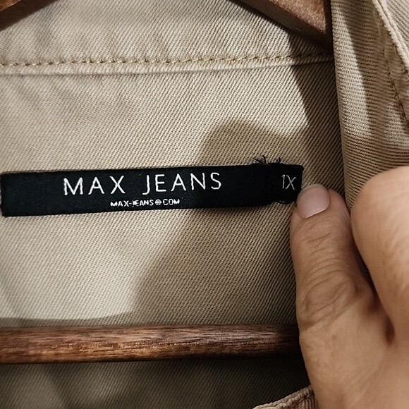 Max Jeans beige plus size utility jacket size 1X - Picture 2 of 10